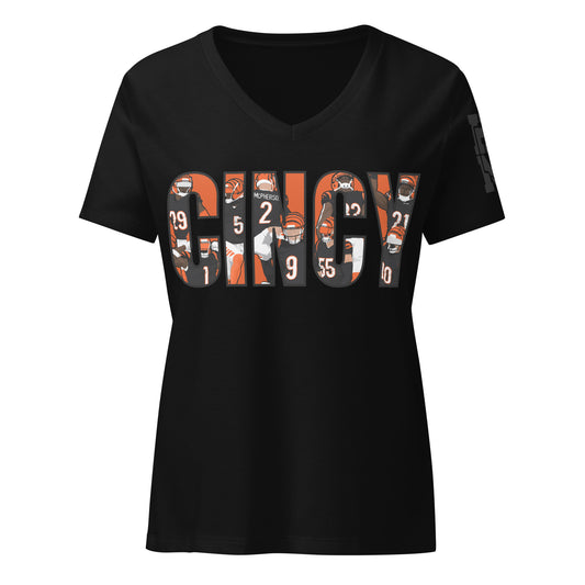 Cincy Women’s relaxed v-neck t-shirt